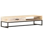 Table basse blanc 117 x 50 x 30 cm bois d'acacia solide