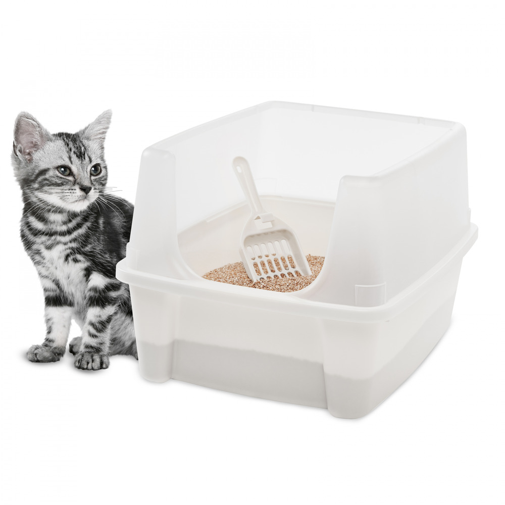 Bac à litière pour chat, pas de déversement de litière, pour chat - cat litter box - clh-12, blanc