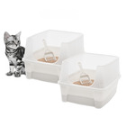 2 pack, bac à litière, avec côtés hauts, pour chat - cat litter box - clh-12, blanc