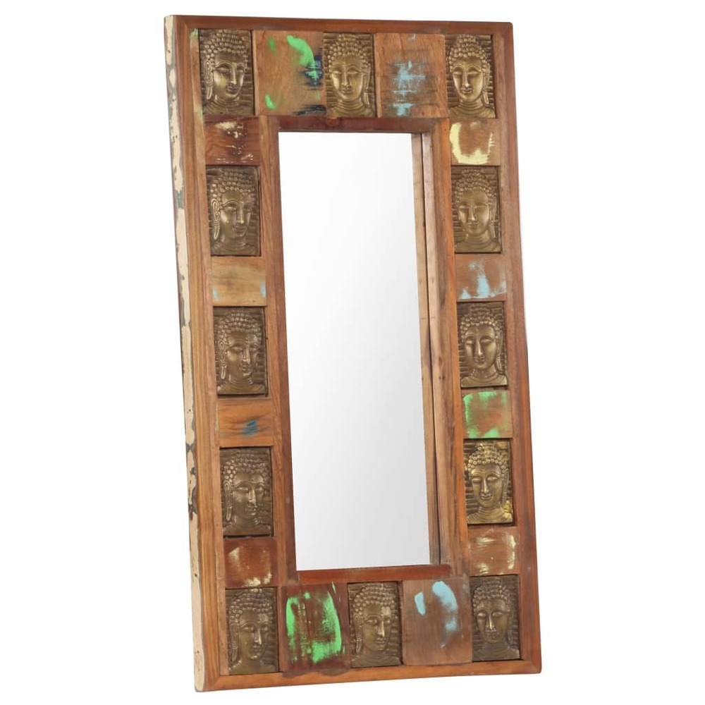 Miroir avec revêtement bouddha 50x80 cm bois de récupération