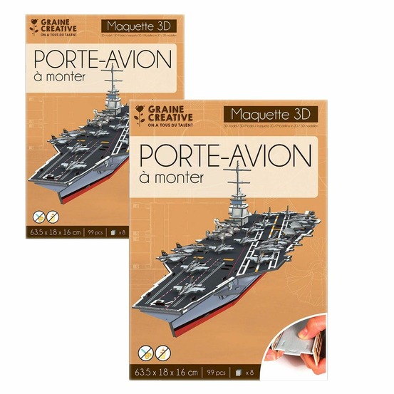 2 maquettes porte-avion à construire soi-même 63 x 18 x 16 cm