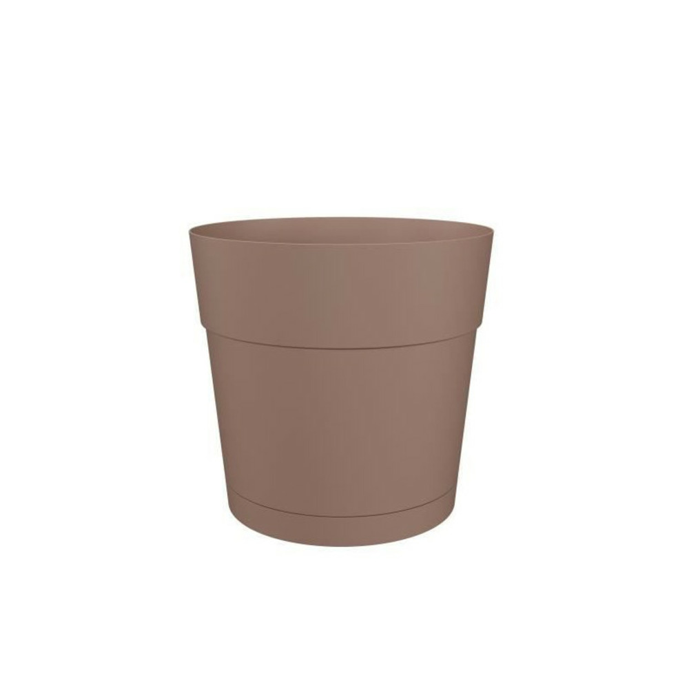 Pot a fleurs et plantes carré capri large - plastique - réservoir d'eau - 50x50 cm - taupe -