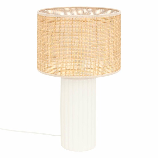 Lampe cylindre en céramique - h. 47 cm - blanc