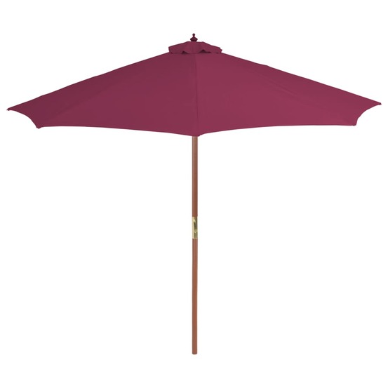 Parasol d'extérieur avec mât en bois 300 cm rouge bordeaux