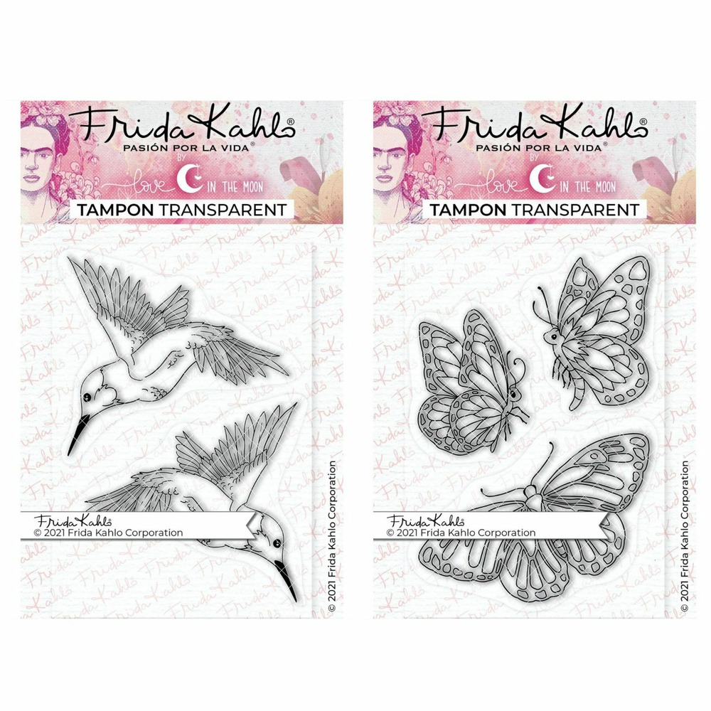 5 tampons transparents - colibris + papillons - 9,5 x 6,5 cm