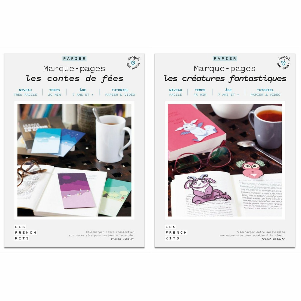 2 coffrets diy papier - 8 marque-pages enfant