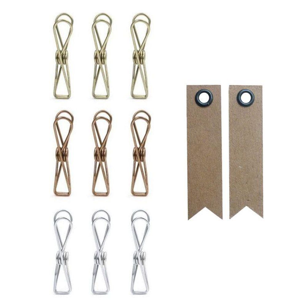 12 Clips Magnétiques Dorés - Pour Tenir Photos, Cartes, Tickets - Acier Inoxydable, Design Minimaliste