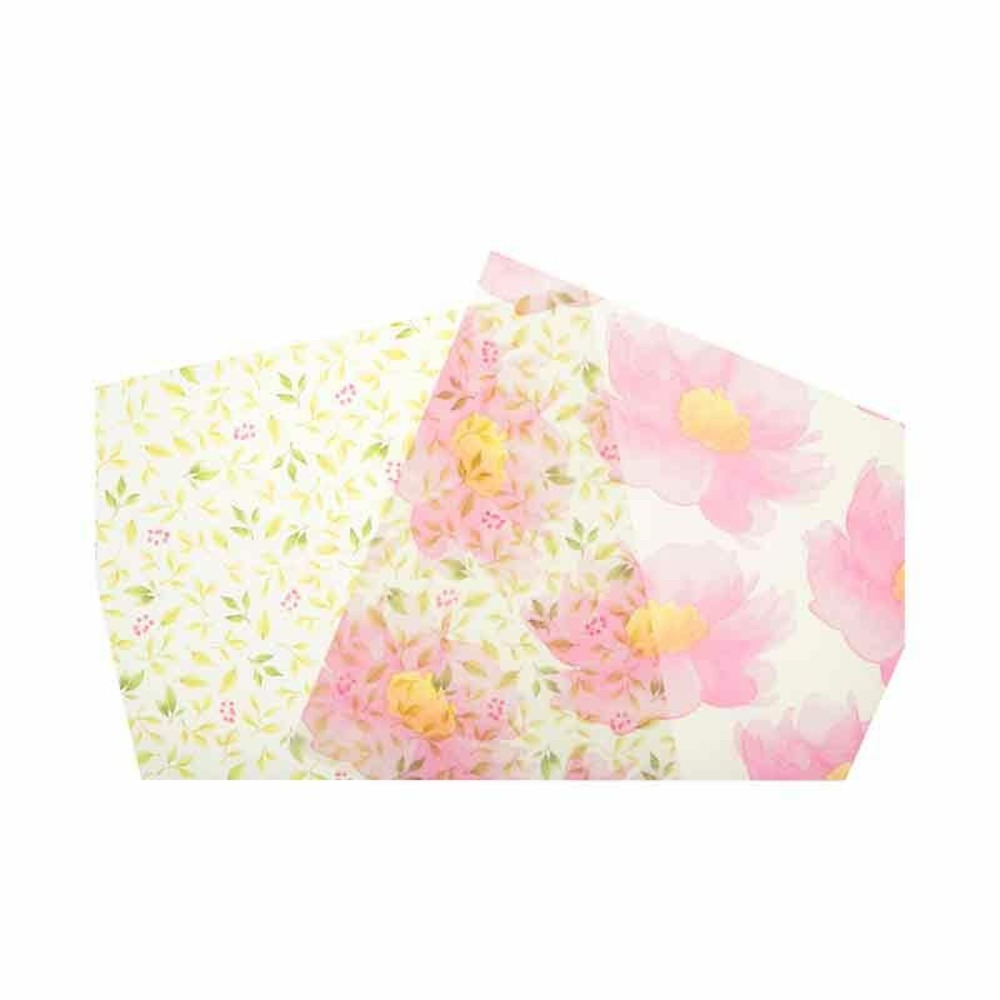 4 feuilles de calques - grosses fleurs rose