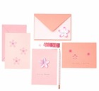 12 cartes et enveloppes roses sakura b6