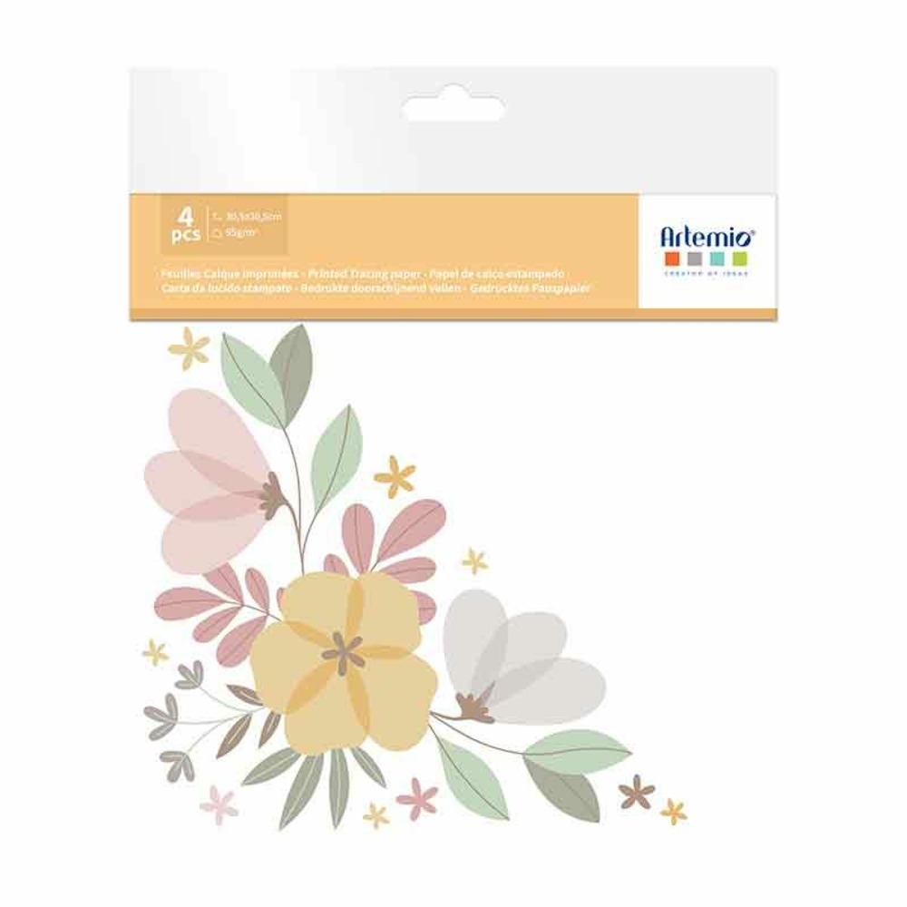 4 feuilles de calques on my way - grosses fleurs