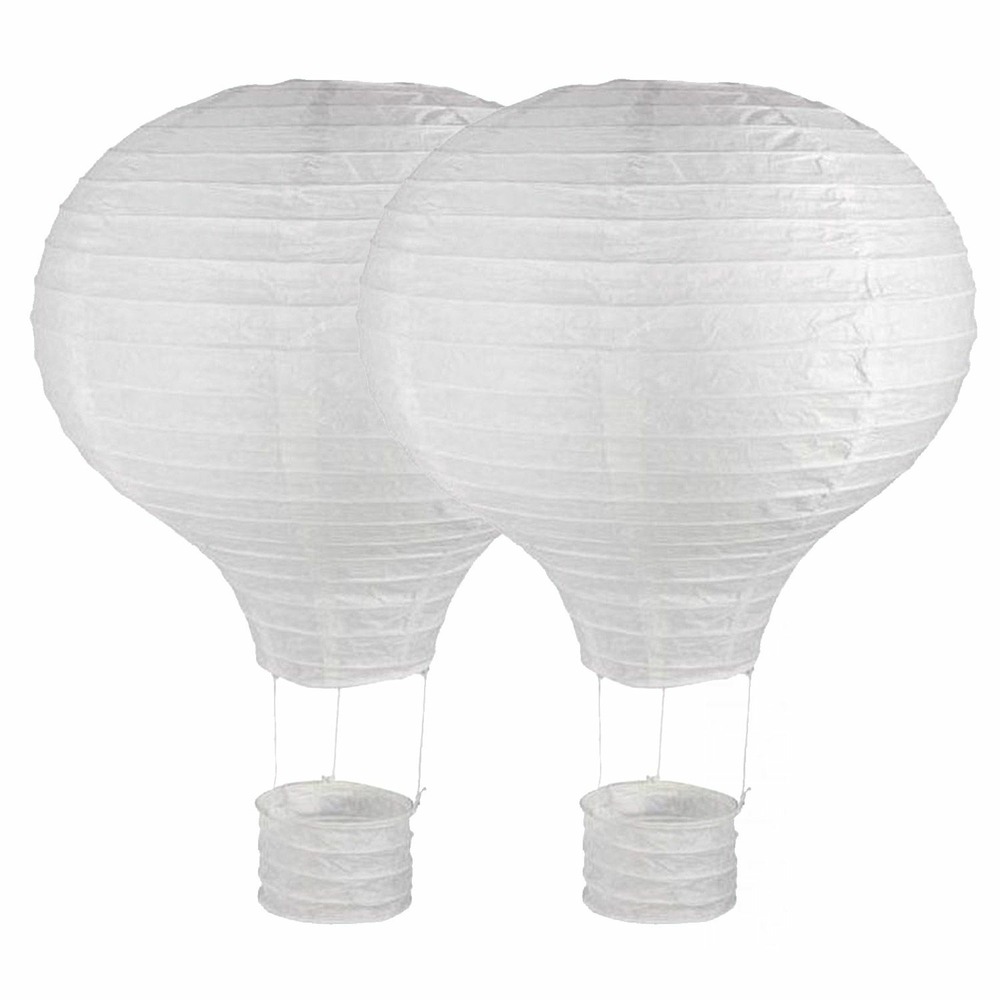 2 lampions en papier montgolfière à chassis métallique ø 30 x 40 cm