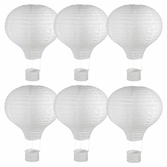 6 lampions en papier montgolfière à chassis métallique ø 30 x 40 cm