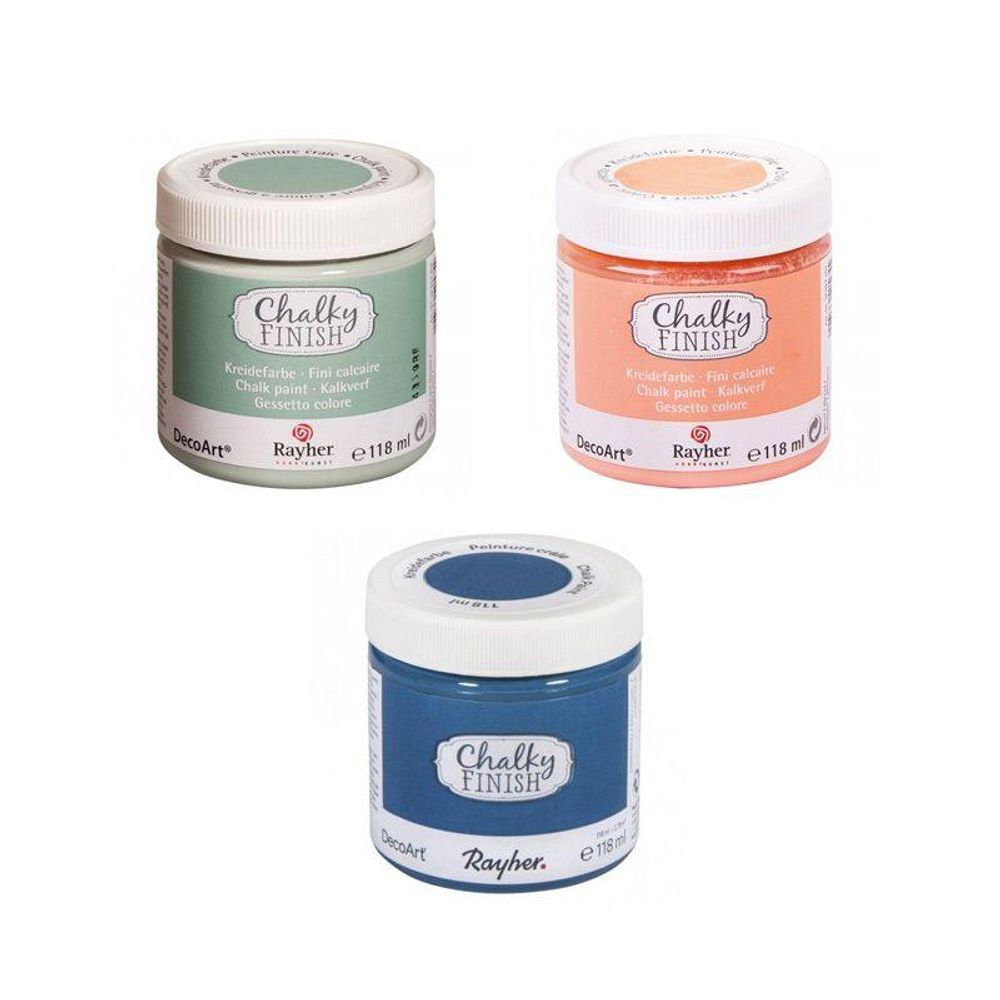 Peinture craie chalky finish 118 ml x 3 - orange-vert-bleu coelin ...