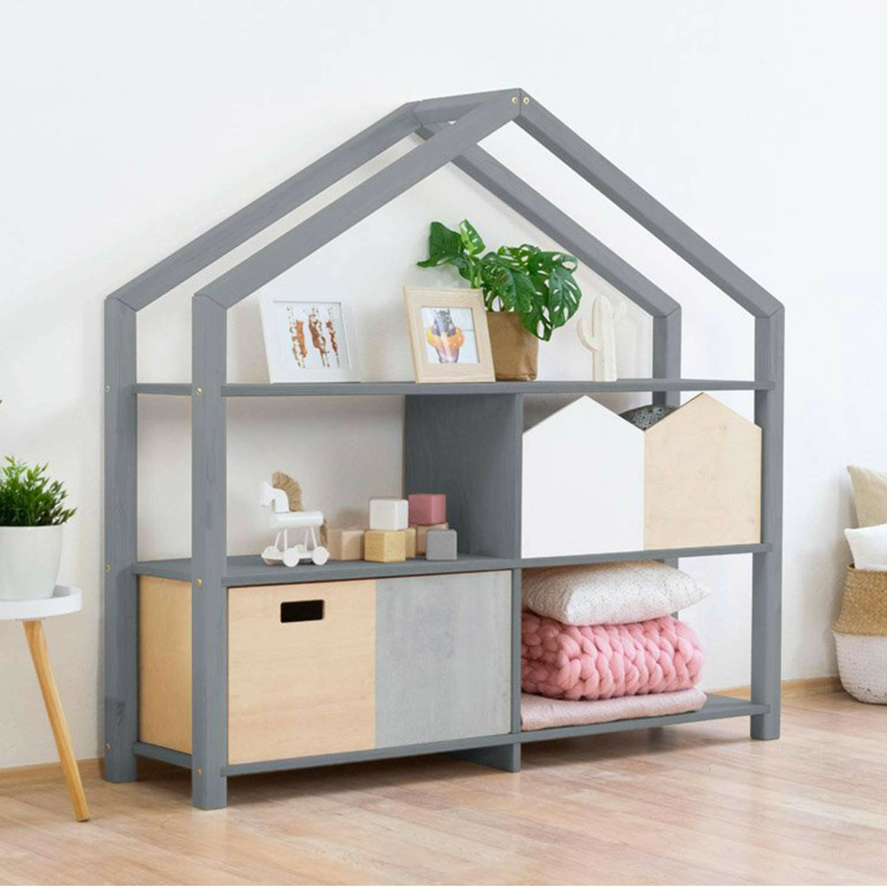 Etagère en bois massif gris 39 x 137 x 146 cm