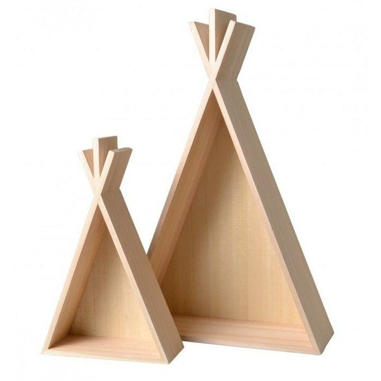 2 étagères en bois tipi - 45 et 26 cm