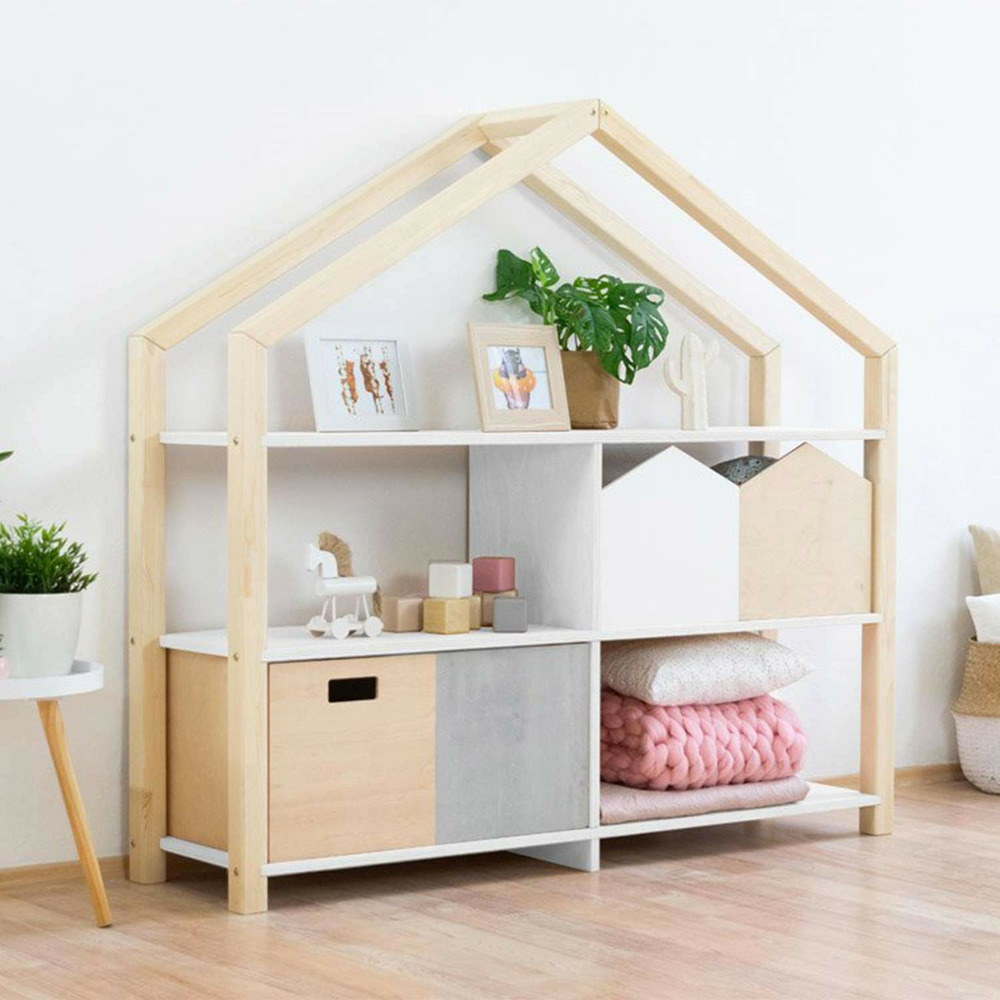 Etagère en bois massif bois naturel et blanc 39 x 137 x 146 cm