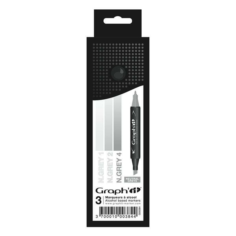 Set 3 marqueurs graph'it - dégradé neutral greys