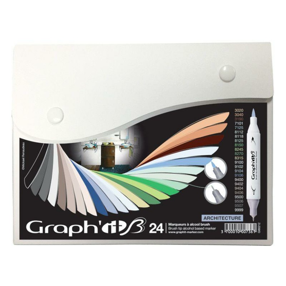 Set 24 marqueurs graph'it brush & extra fine - architecture