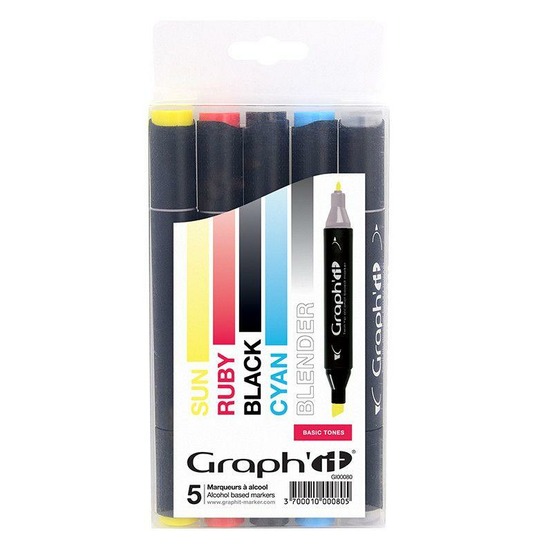 Set 5 marqueurs graph'it - basic tones