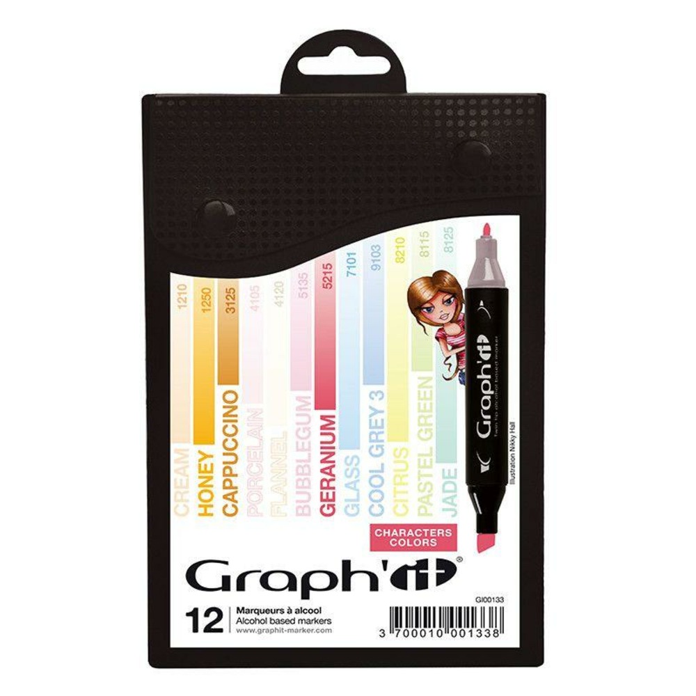 Set 12 marqueurs graph'it - characters colors