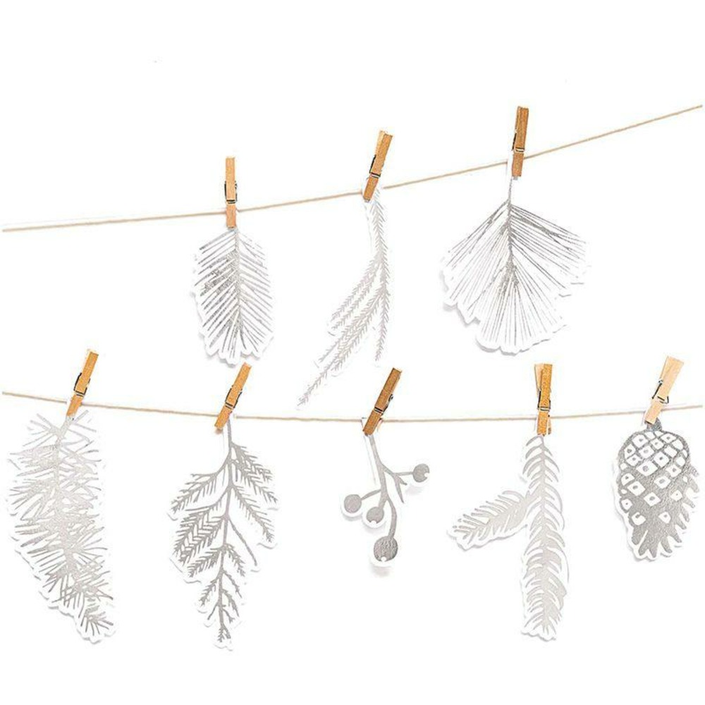 Guirlande de noël forêt argentée - 24 pièces