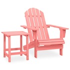 Chaise de jardin adirondack avec table bois de sapin rose