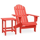 Chaise de jardin adirondack avec table bois de sapin rouge