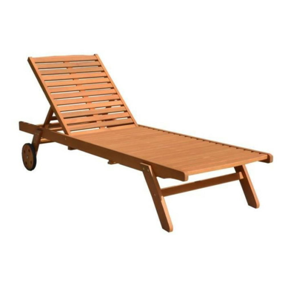 Transat bain de soleil jardin en eucalyptus fsc - 1 personne - rauha - marron