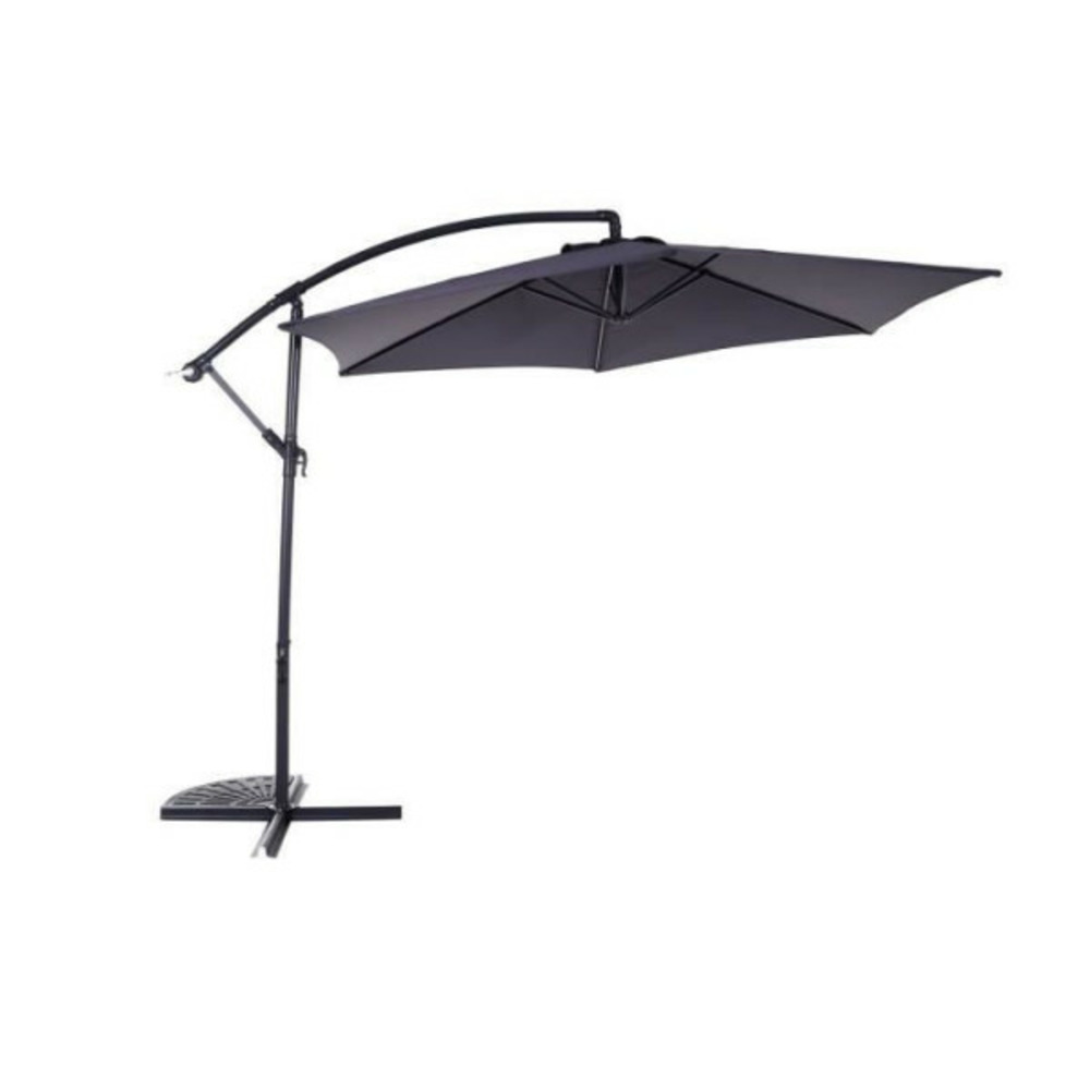 Parasol déporté diametre 3m - structure en aluminium avec toile polyester 180g- gris - tohota