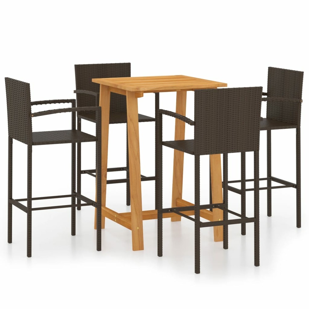 Ensemble de bar de jardin 5 pcs marron