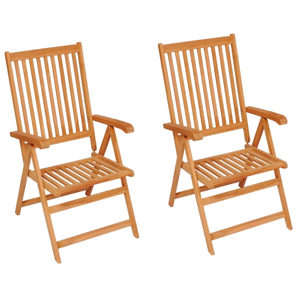 Chaises de jardin lot de 2 et coussins gris bois de teck massif