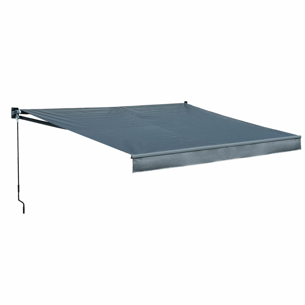 Store banne saule 3,95 × 3m - toile anthracite et structure grise