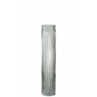 Vase cylindrique à lignes en verre transparent 8x8x40 cm