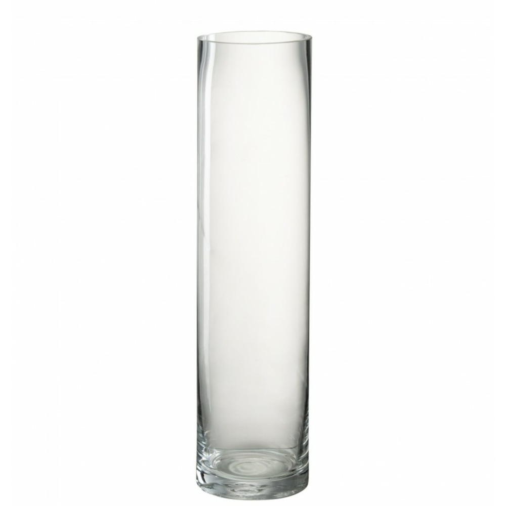 Vase cylindrique en verre transparent 10x10x40 cm