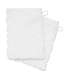 Lot de 2 gants de toilette en coton blanc tissu jacquard  15 x 21 cm