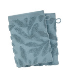 Lot de 2 gants de toilette en coton bleu tissu jacquard  15 x 21 cm