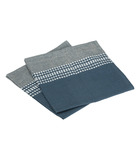 Lot de 2 serviettes de table en coton bicolore bleu canard et gris 40 x 40 cm