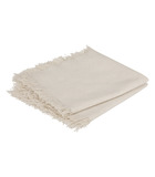 Lot de 2 serviettes de table en coton blanc finition frange 40 x 40 cm