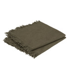 Lot de 2 serviettes de table en coton vert kaki finition frange 40 x 40 cm