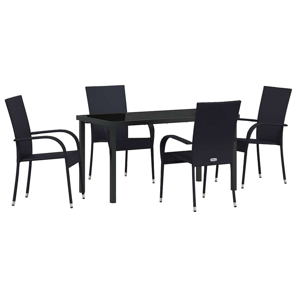 Ensemble de salle à manger pour jardin 5 pcs noir