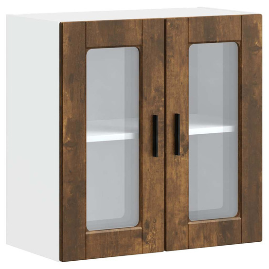 Armoire murale de cuisine avec porte en verre porto chêne fumé