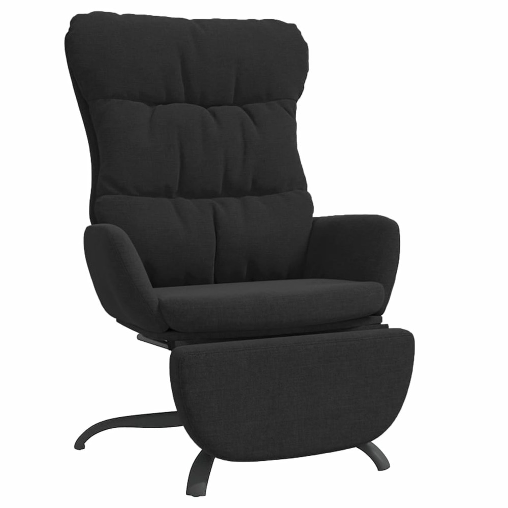 Chaise de relaxation avec repose-pied noir tissu