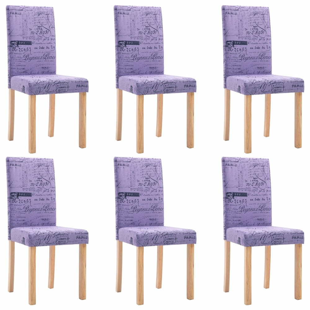Chaises de salle à manger 6 pcs violet tissu