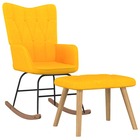 Chaise à bascule avec tabouret jaune moutarde tissu
