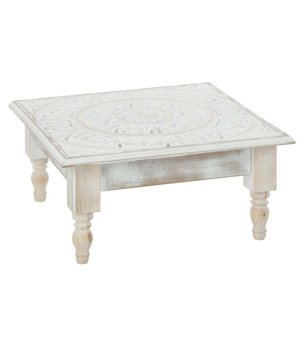 Table basse en bois blanchi 45 x 45 x h 26.5 cm