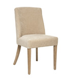 Chaise de table assise beige lin et pieds en bois d' hévéa
