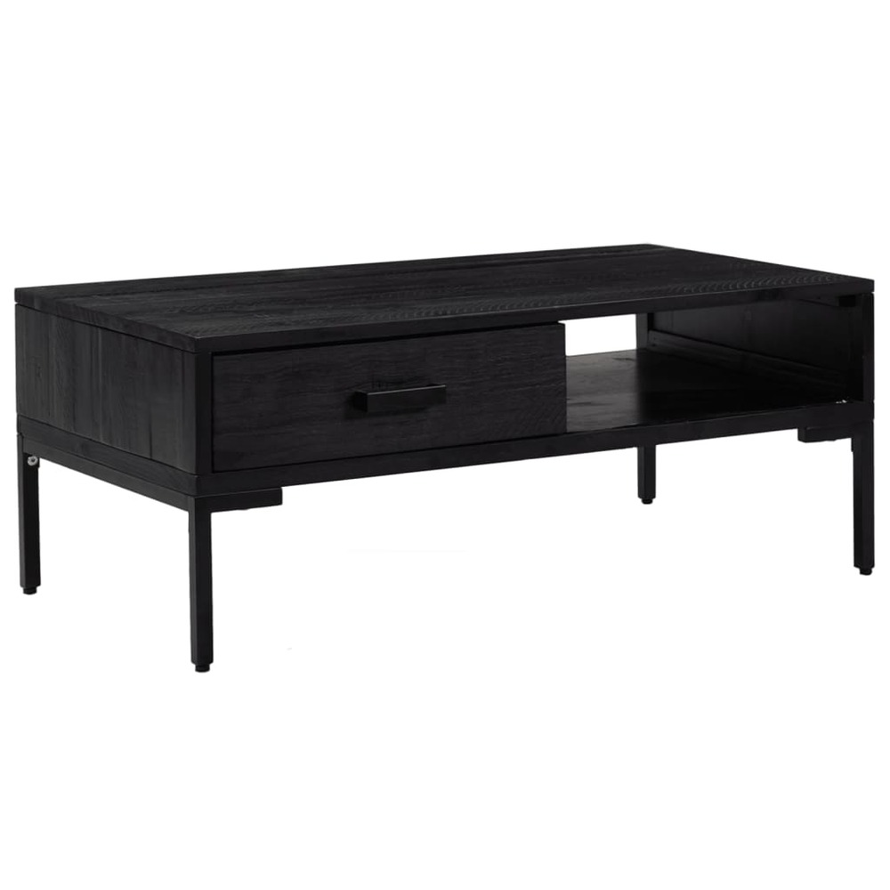 Table basse noir 90x50x35 cm bois de pin massif