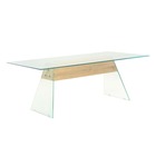 Table basse mdf et verre 110 x 55 x 40 cm couleur de chêne