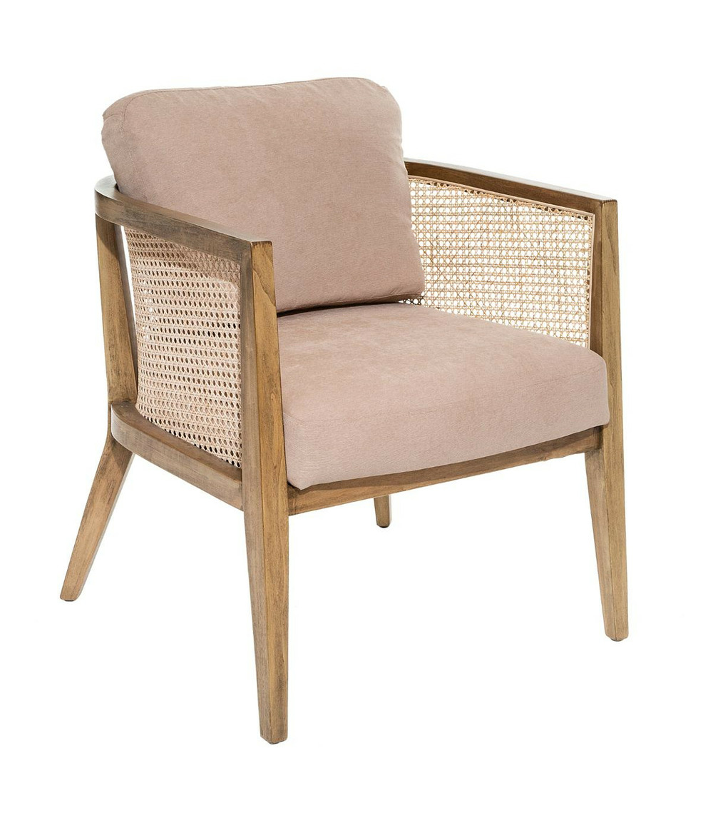 Fauteuil en bois de peuplier et cannage rotin