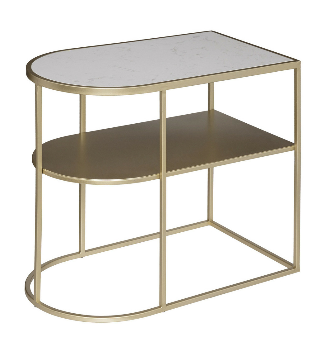 Table à café en métal doré et marbre 52 x h 45 cm